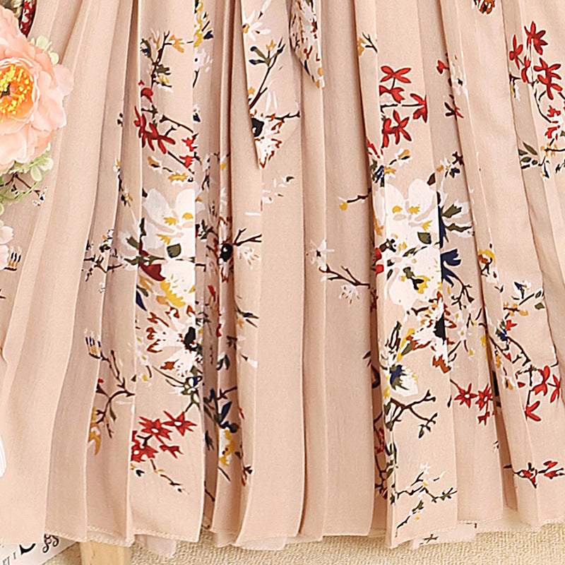 Pink Girls Floral Printed Maxi Dress