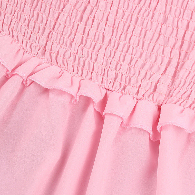 Girls Puff Sleeves Fit & Flare Dress