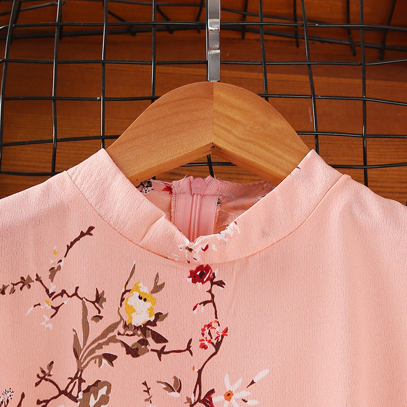 Girls Pink Floral Printed A-Line Dress