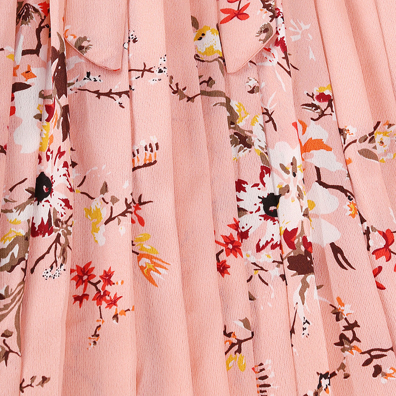 Girls Pink Floral Printed A-Line Dress