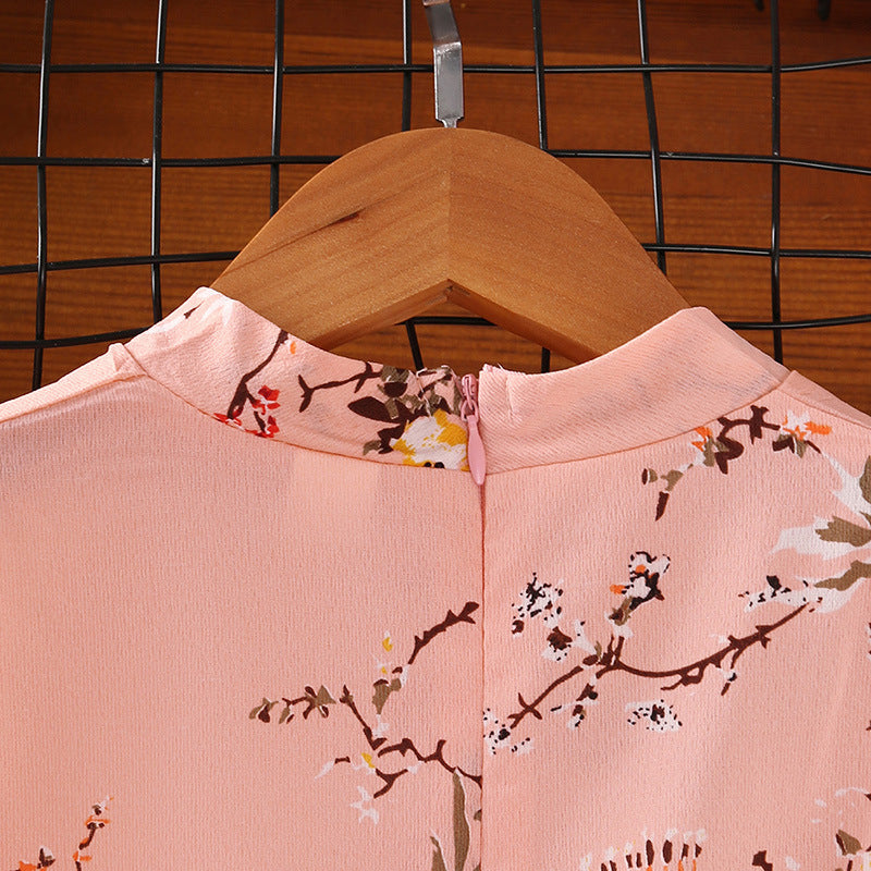 Girls Pink Floral Printed A-Line Dress
