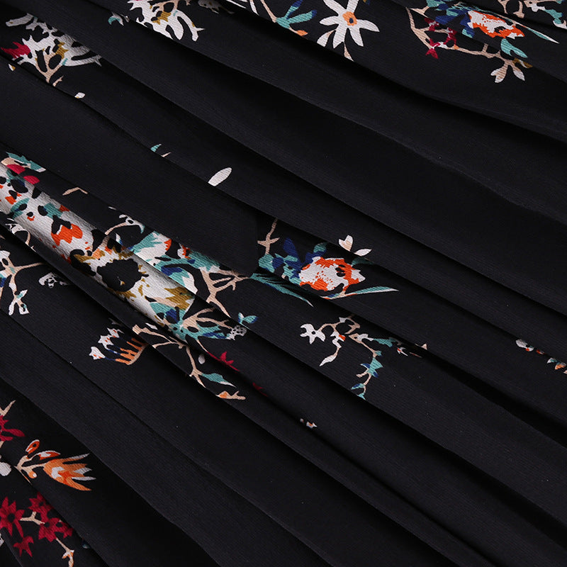 Black Girls Floral Print Bell Sleeve Fit & Flare Dress