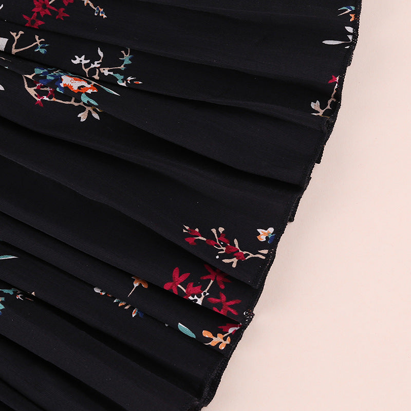 Black Girls Floral Print Bell Sleeve Fit & Flare Dress