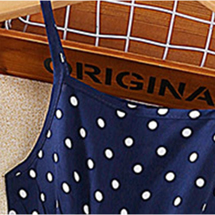 Girls Navy Blue Polka Dot Printed Layered A-Line Midi Dress