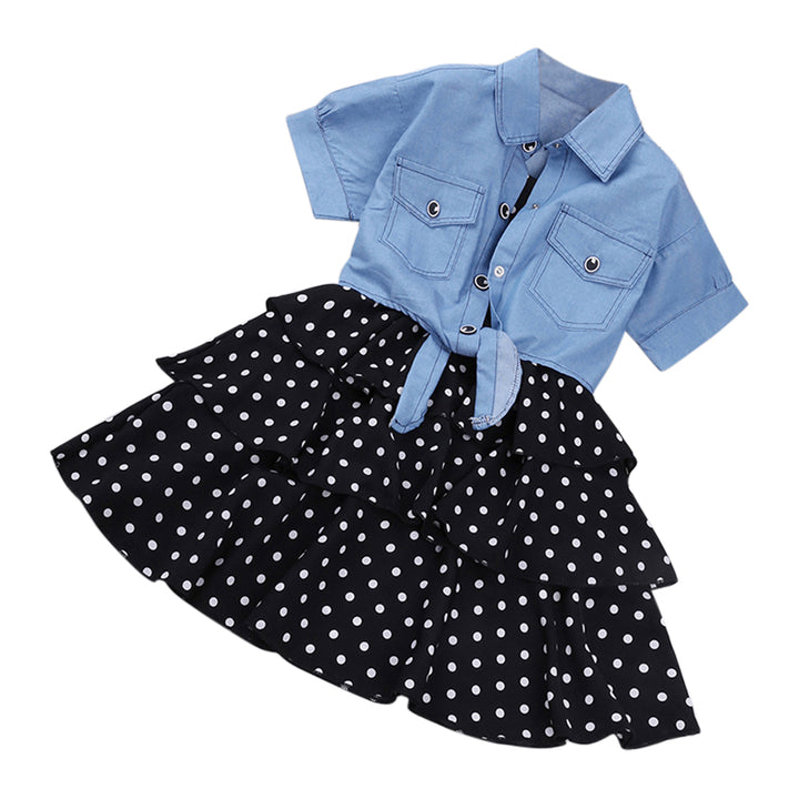 Girls Black & Blue Shirt With Dress