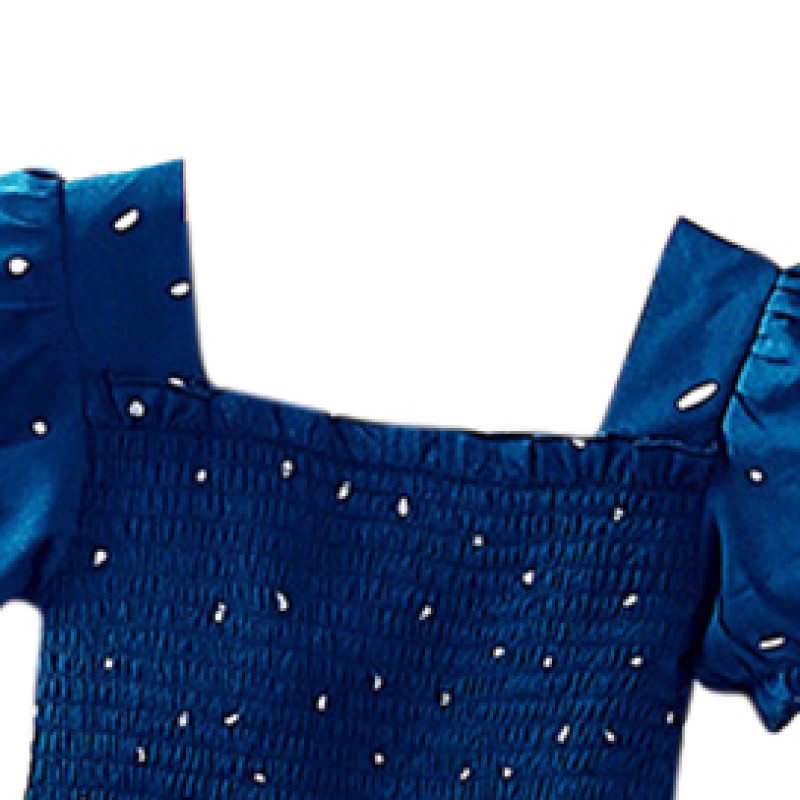 Girls Blue Polka Dot Print A-Line Dress