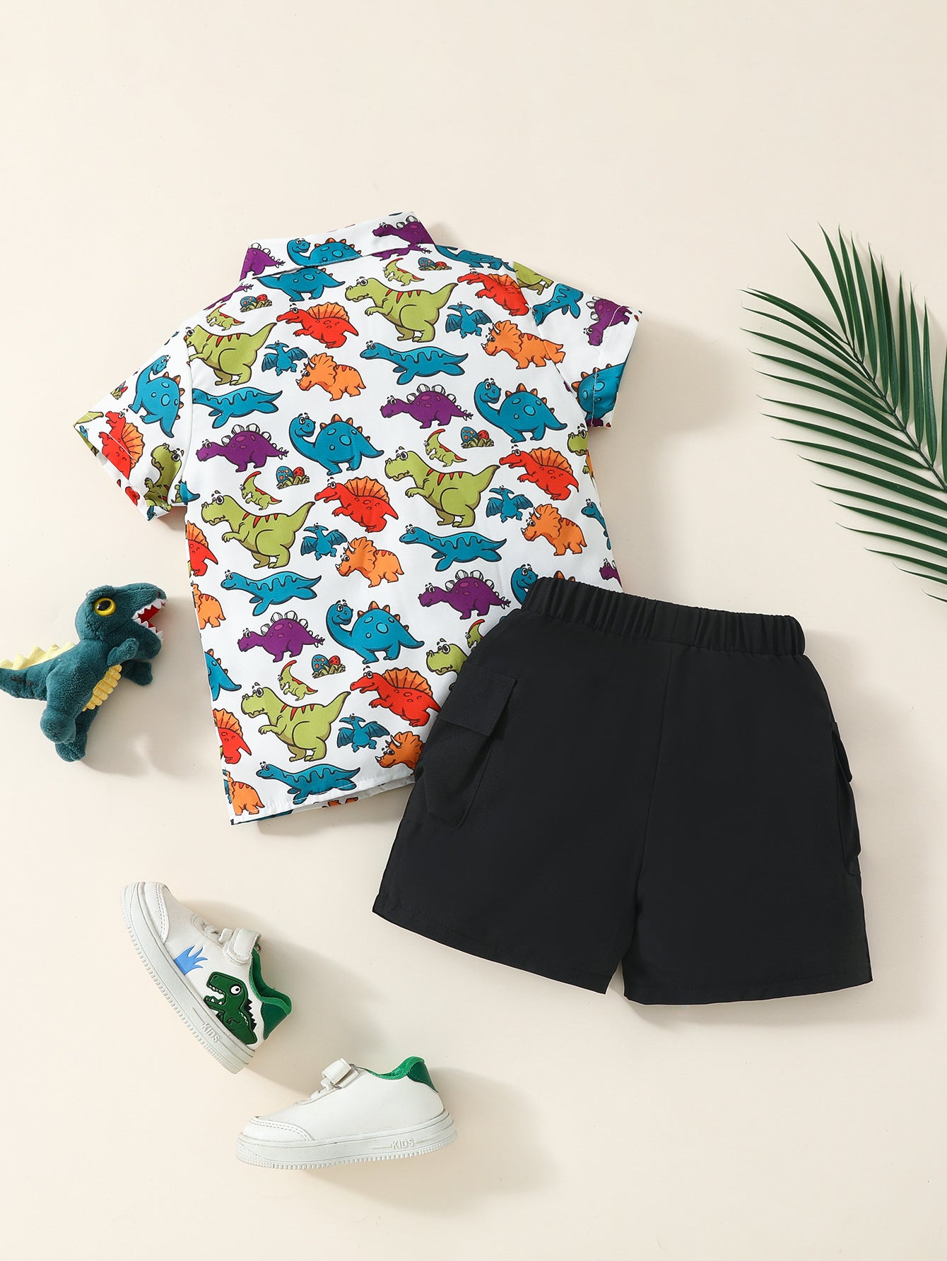 Boys White & Blue Printed Shirt with Shorts