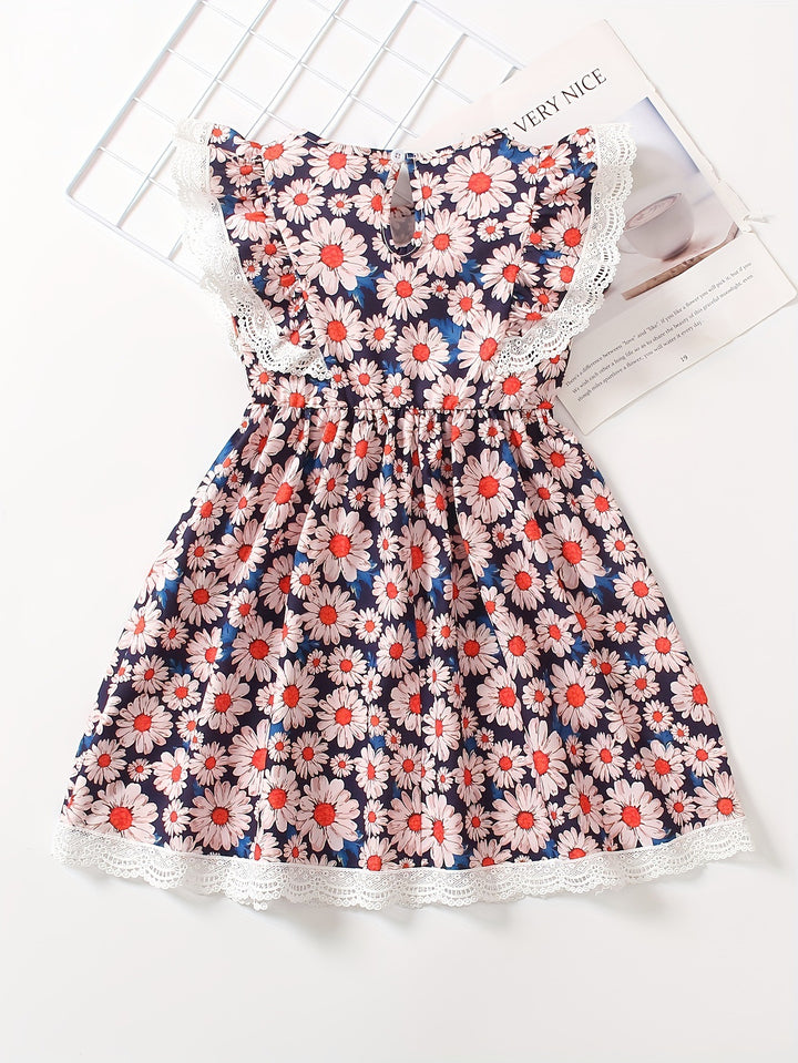 Girls Floral Print Fit & Flare Dress