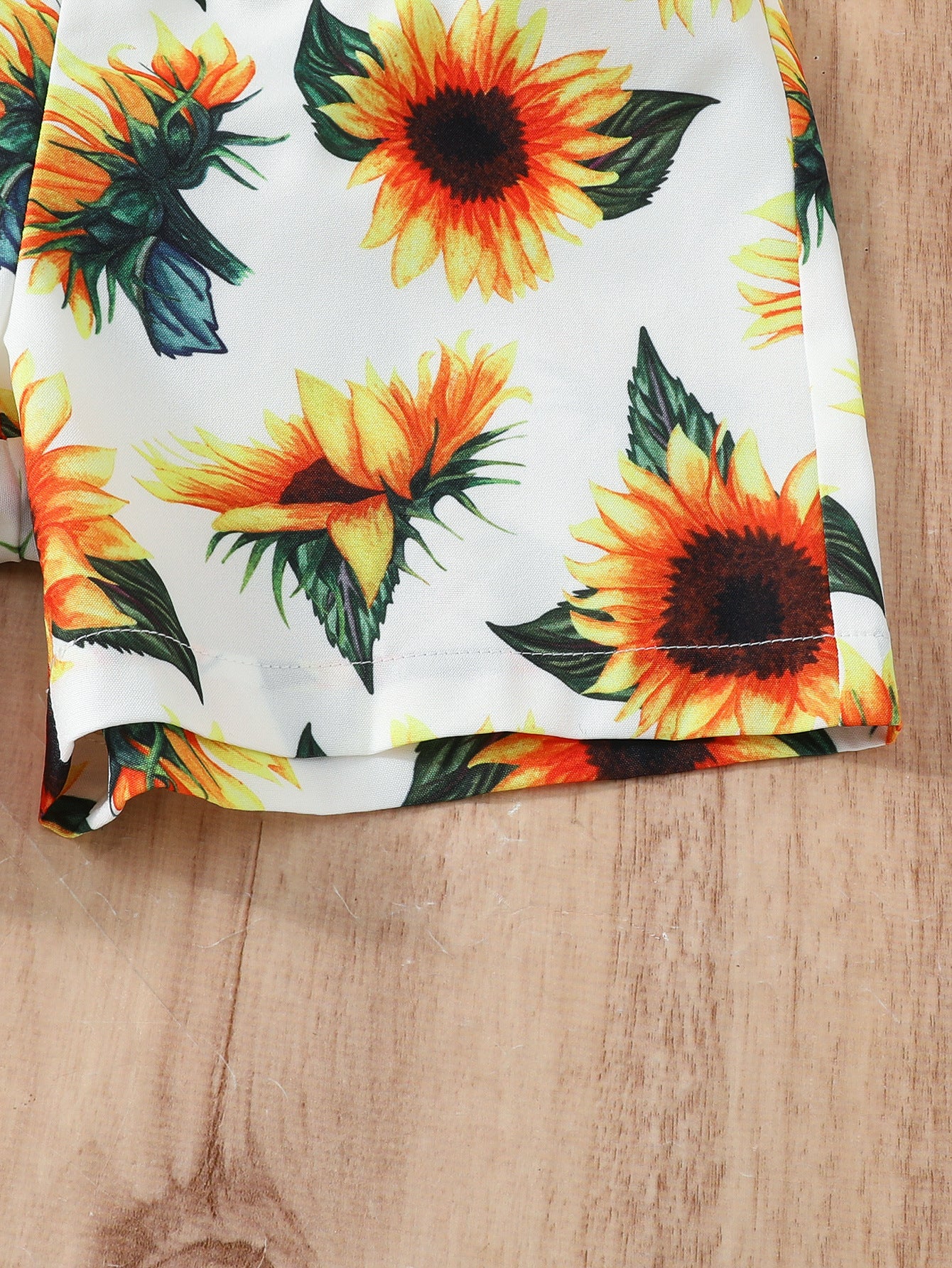 Girls White & Orange Shoulder Straps Printed Top with Shorts