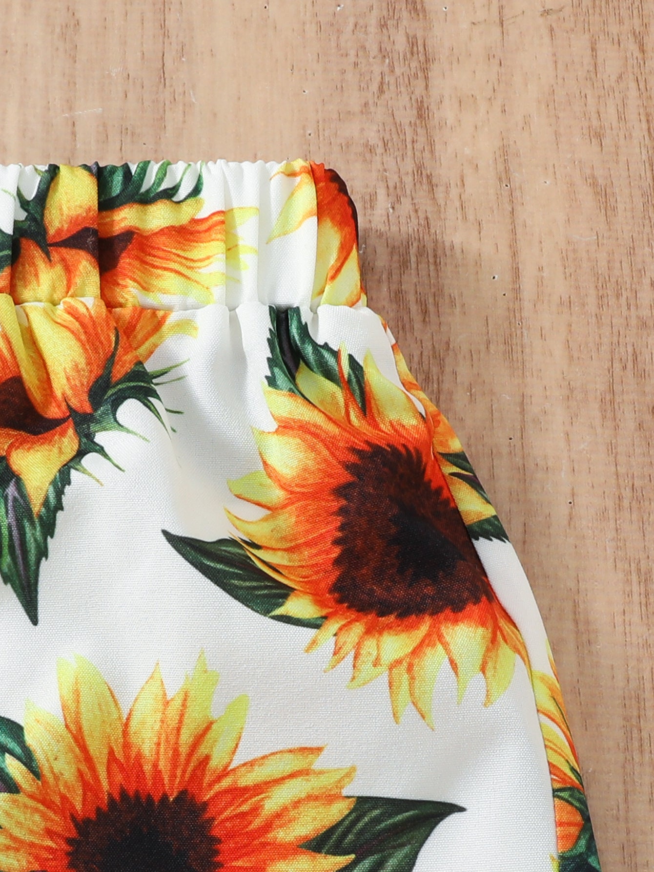 Girls White & Orange Shoulder Straps Printed Top with Shorts
