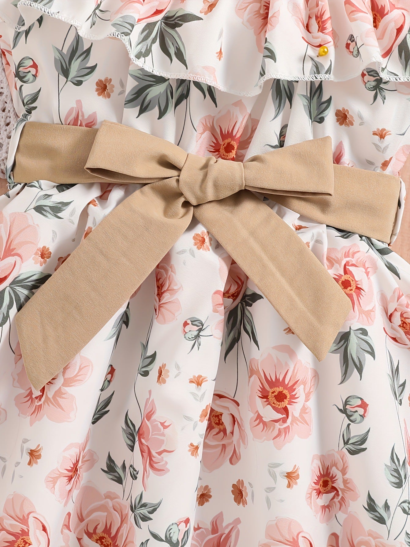 Girls Floral Print Cold-Shoulder Fit & Flare Maxi Dress