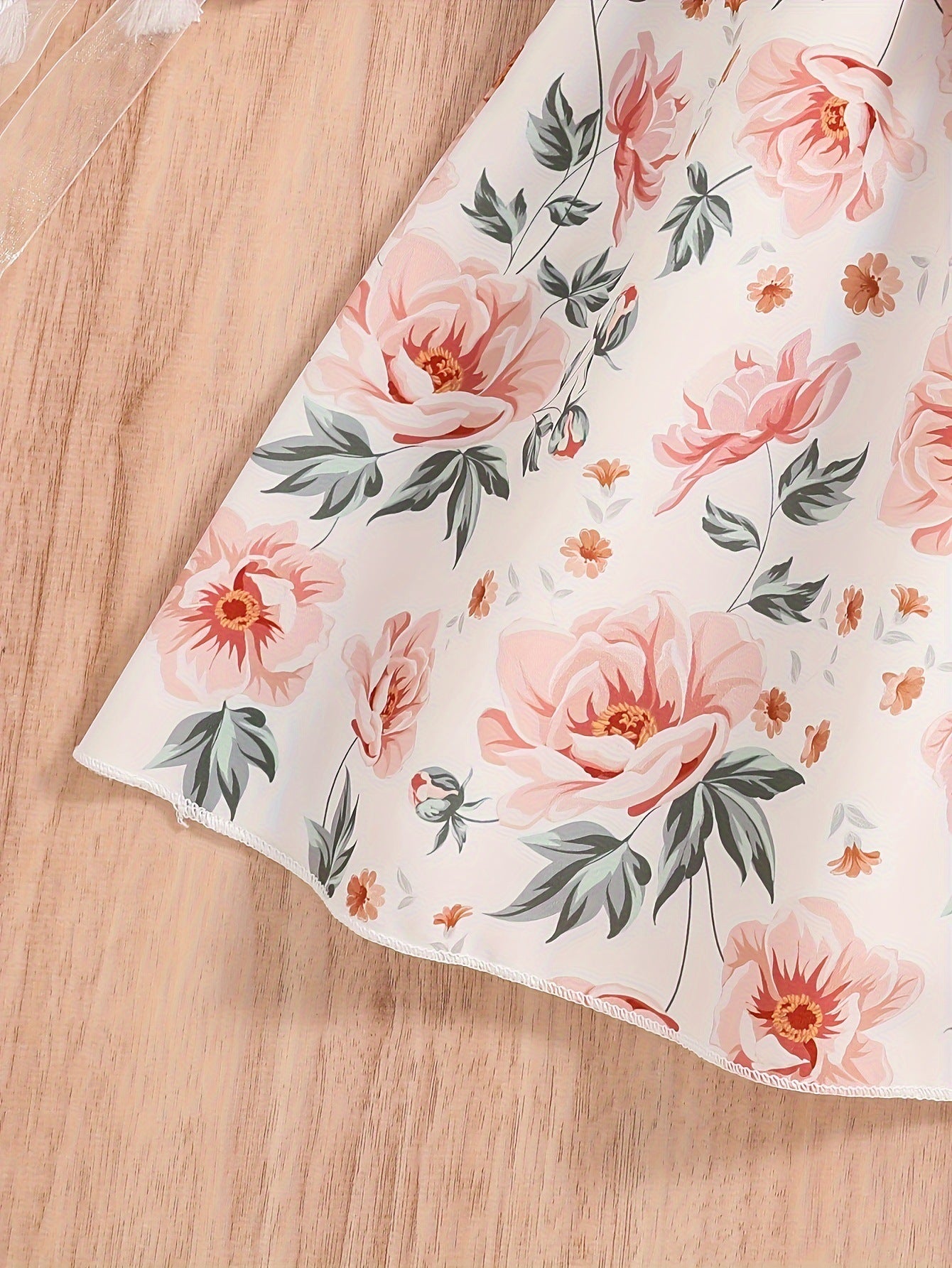Girls Floral Print Cold-Shoulder Fit & Flare Maxi Dress