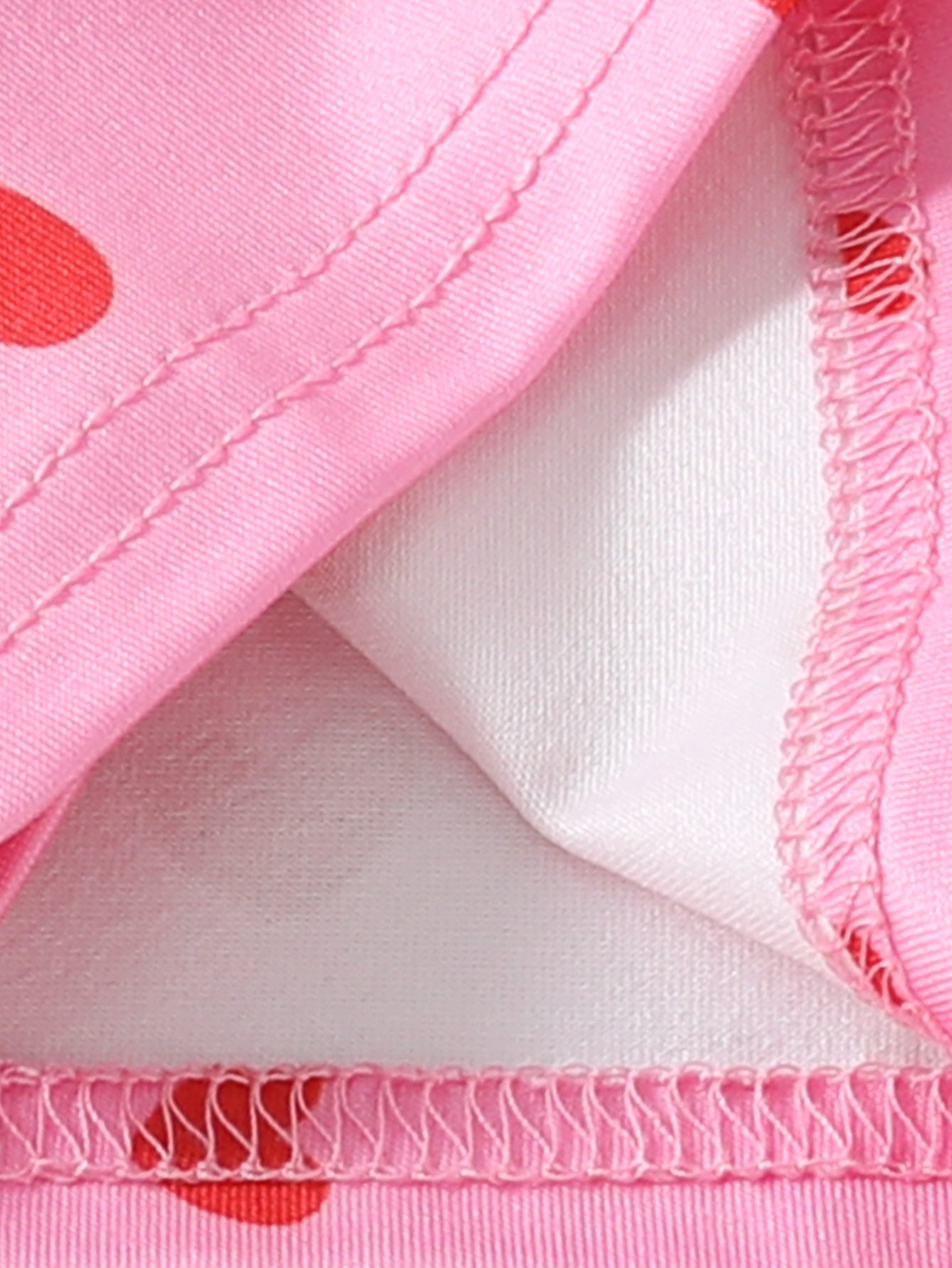 Girls Pink & Red Printed V-Neck Cotton T-shirt