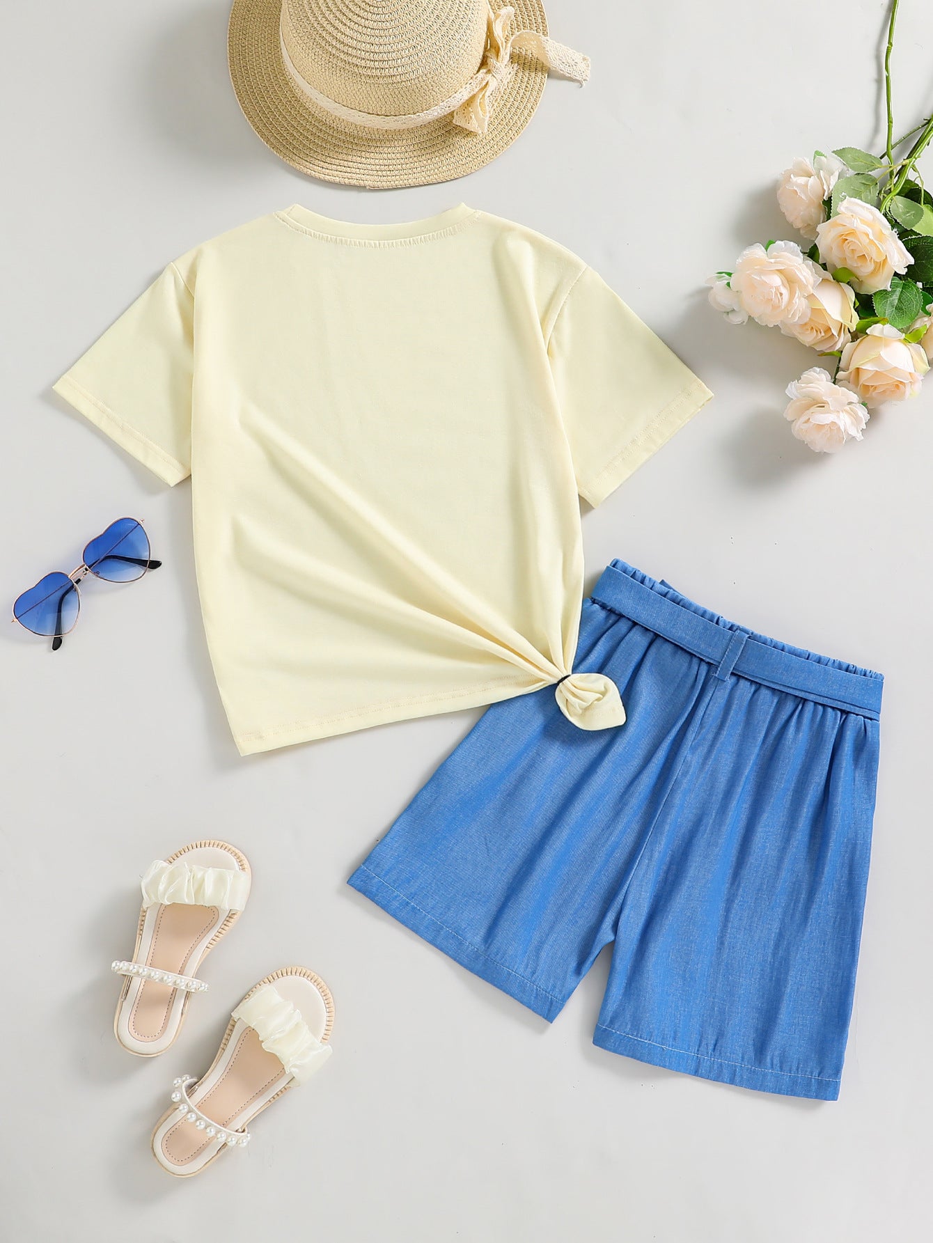 Girls Printed T-shirt with Shorts