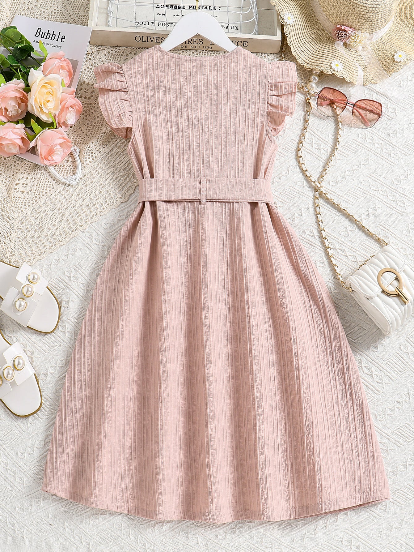 Flutter Sleeve Fit & Flare Midi Dress
