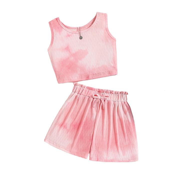 Girls Dyed Top and Shorts Set