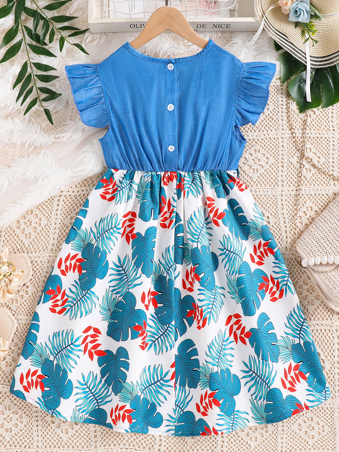 Floral Print Flutter Sleeve Fit & Flare Midi Dress