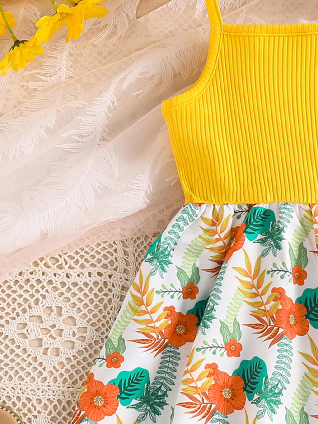 Girls Floral Printed Fit & Flare Dress