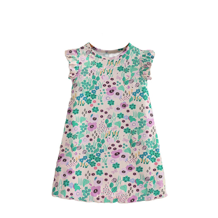 Girls Floral Print A-Line Dress