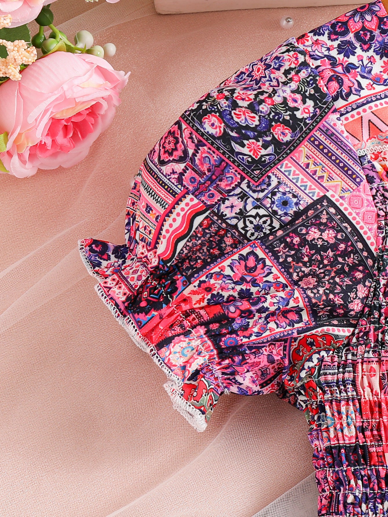 Girls Bohemian Print Fit & Flare Dress