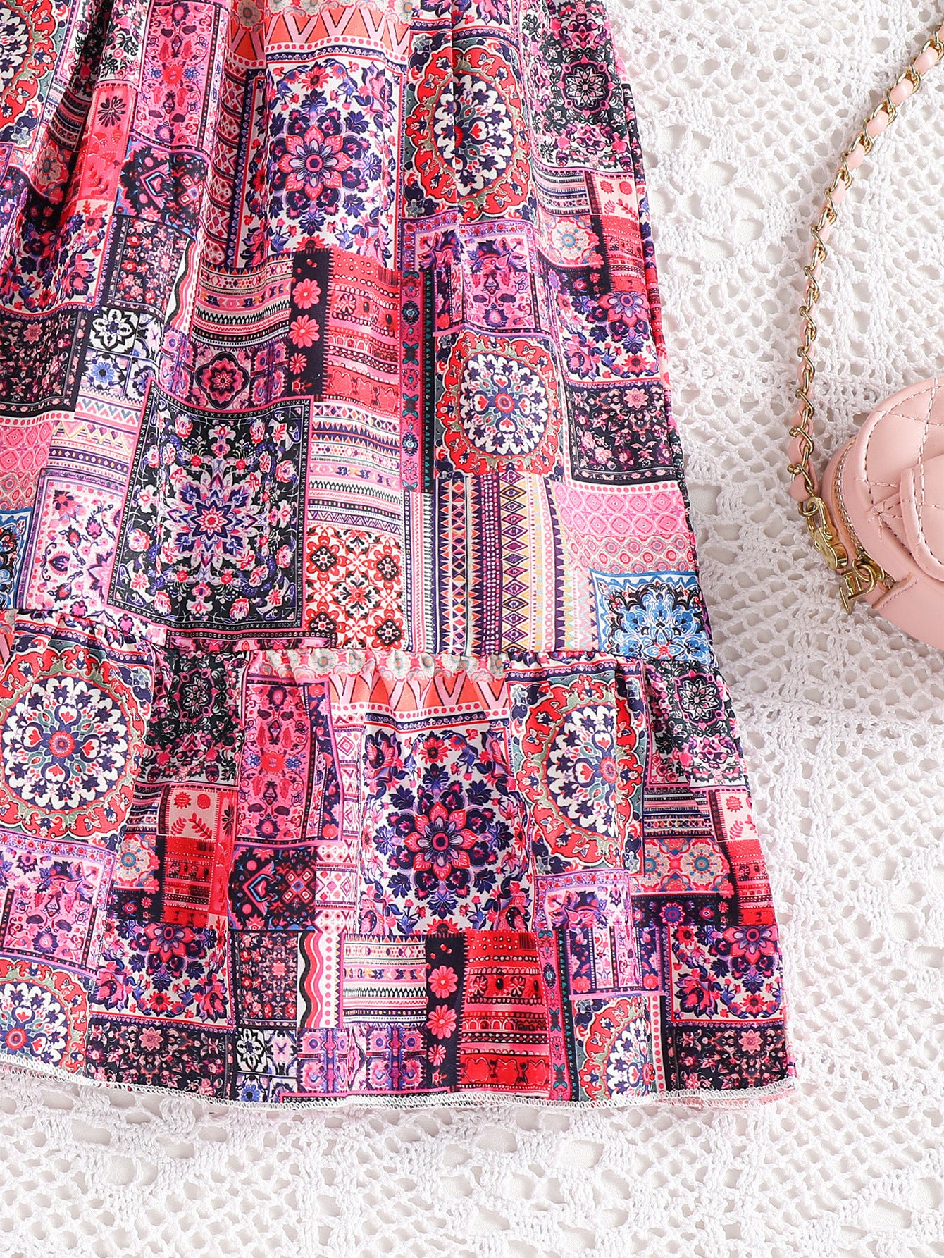 Girls Bohemian Print Fit & Flare Dress