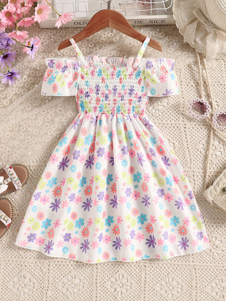 Girls Floral Printed Fit & Flare Dress
