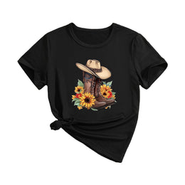 Girls Printed Drop-Shoulder Sleeves T-shirt