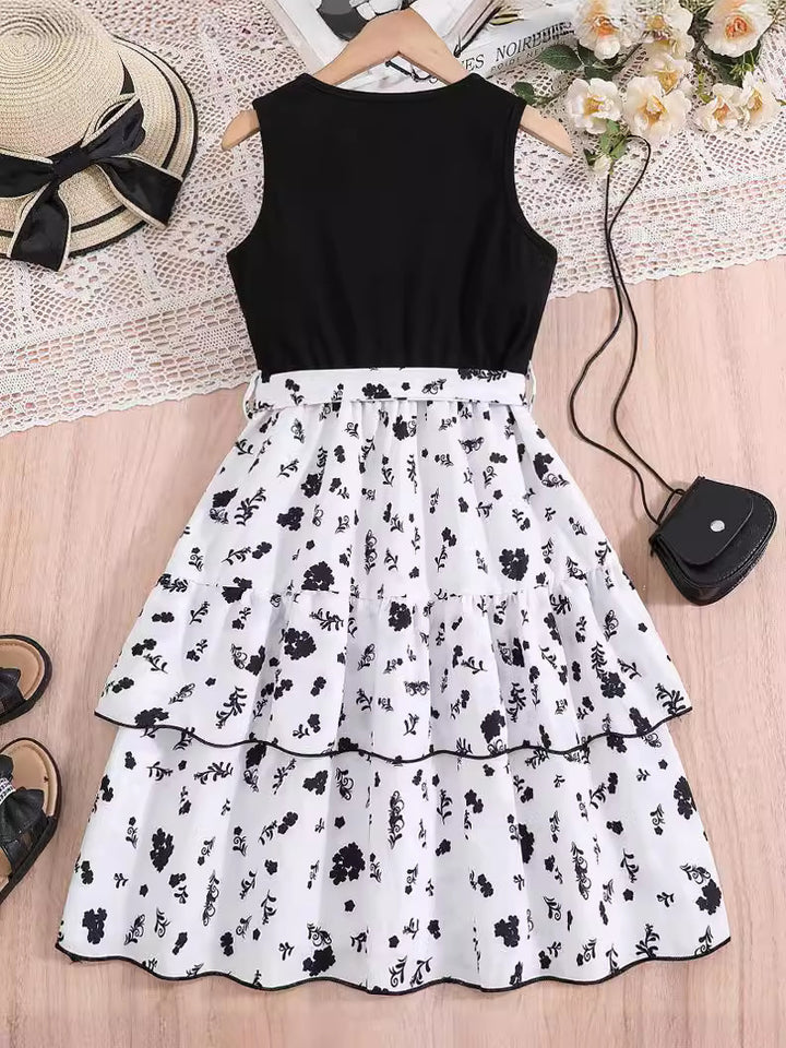 Girls Black Round Neck Maxi Dress