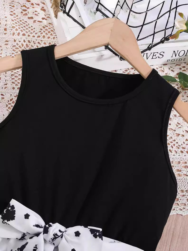 Girls Black Round Neck Maxi Dress