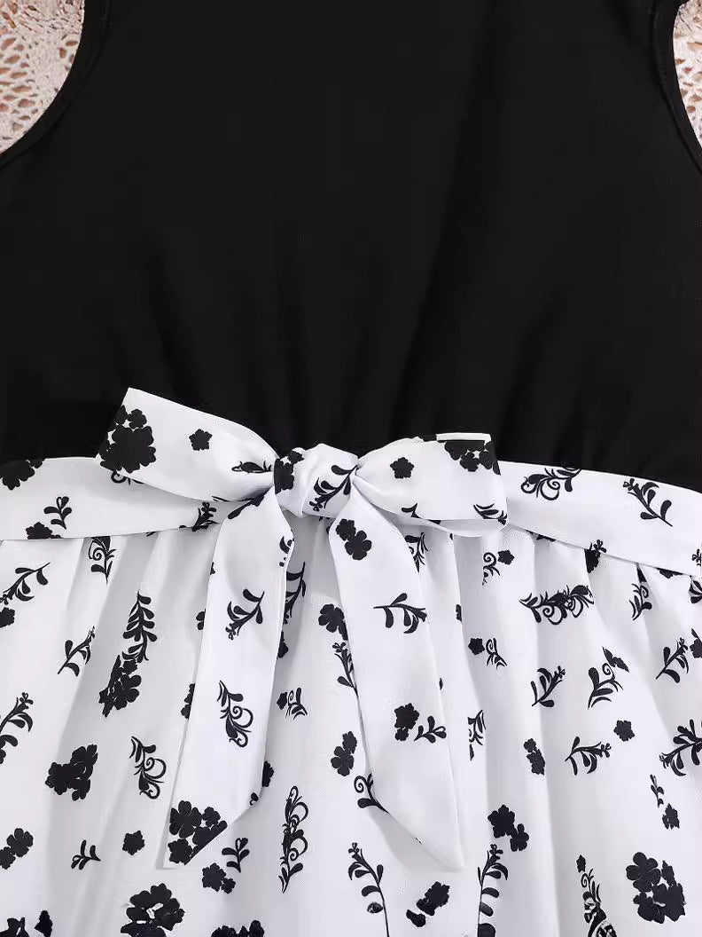 Girls Black Round Neck Maxi Dress