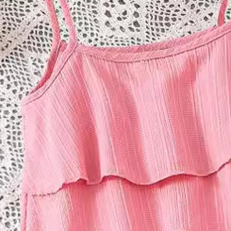 Girls Pink Striped Top with Palazzos