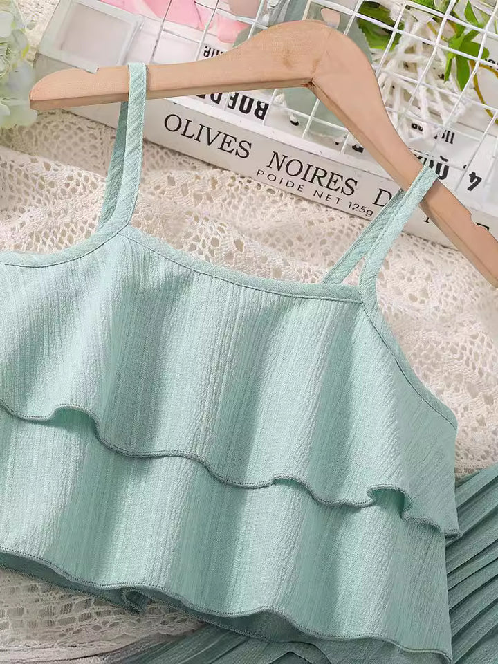 Girls Accordion Pleated Top with Palazzos