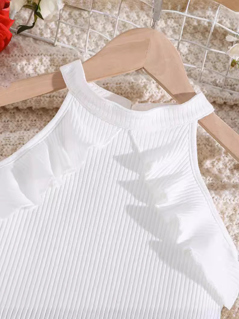 Girls White & Maroon Top with Shorts