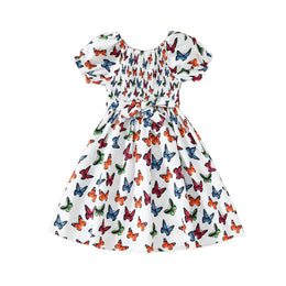 Girls Floral Print Puff Sleeve Fit & Flare Dress