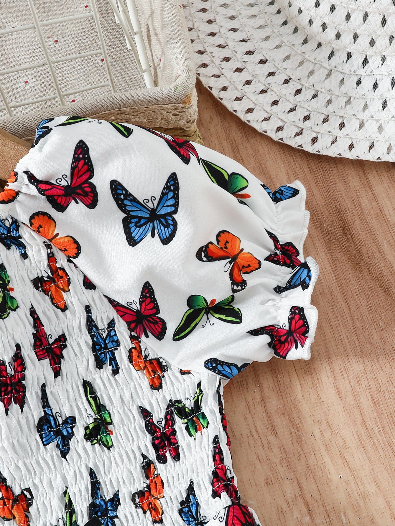 Girls Floral Print Puff Sleeve Fit & Flare Dress