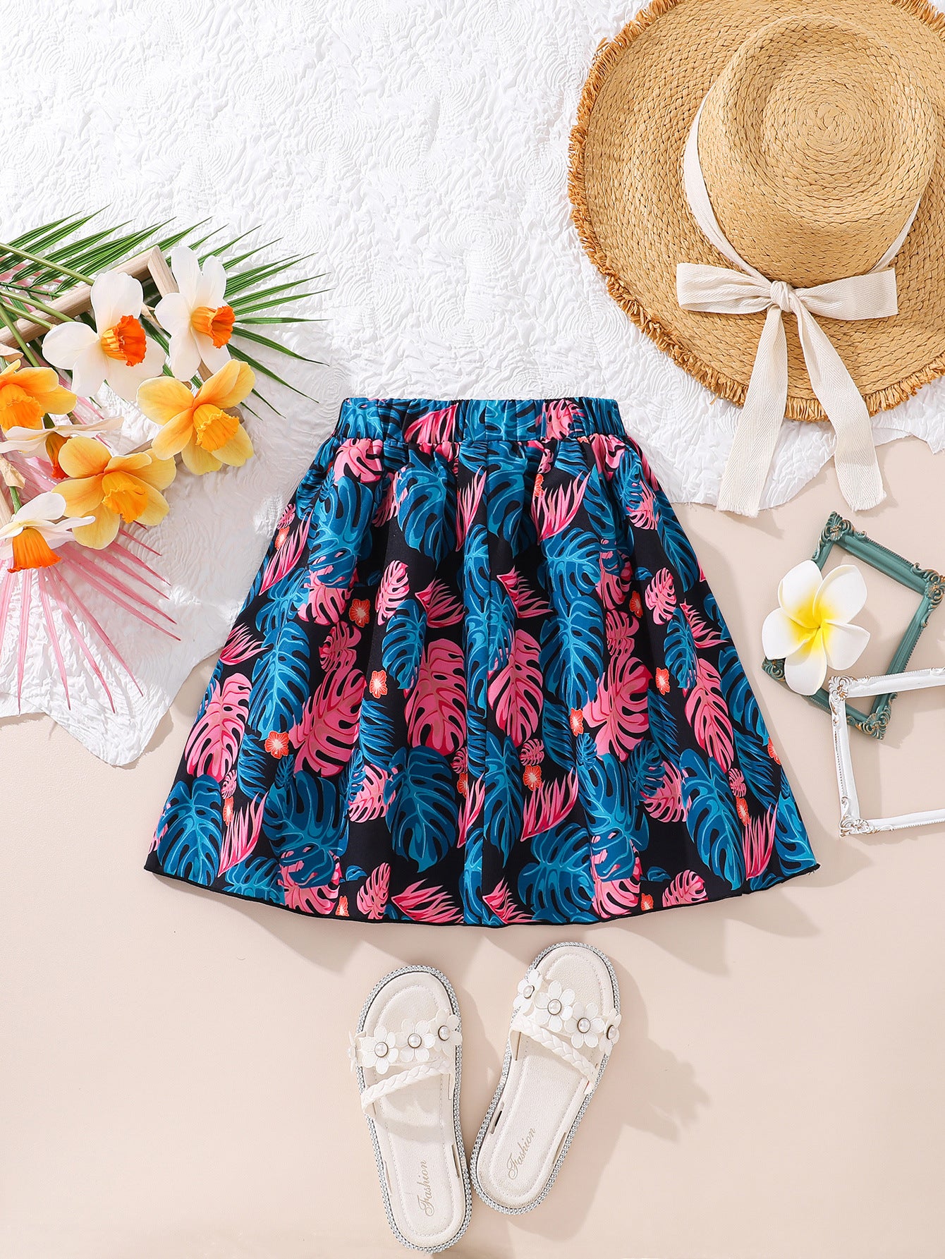 Girls Printed Flared Skirt