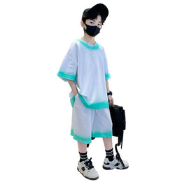 Boys Blue Dyed T-shirt with Shorts