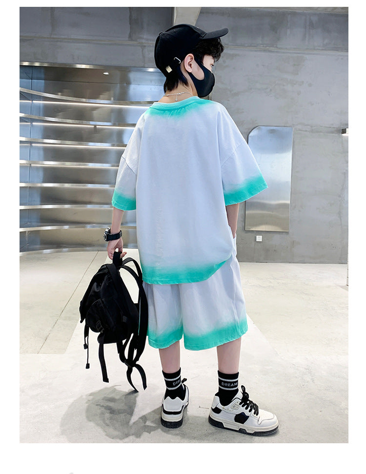 Boys Blue Dyed T-shirt with Shorts