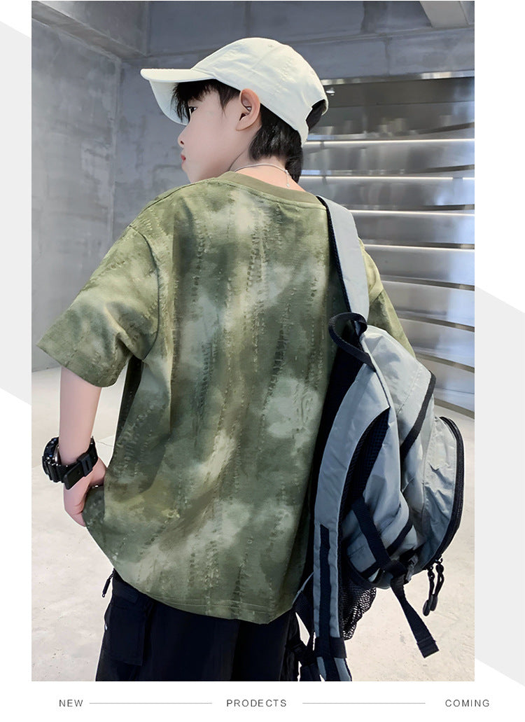 Boys Camouflage Printed High Neck T-shirt