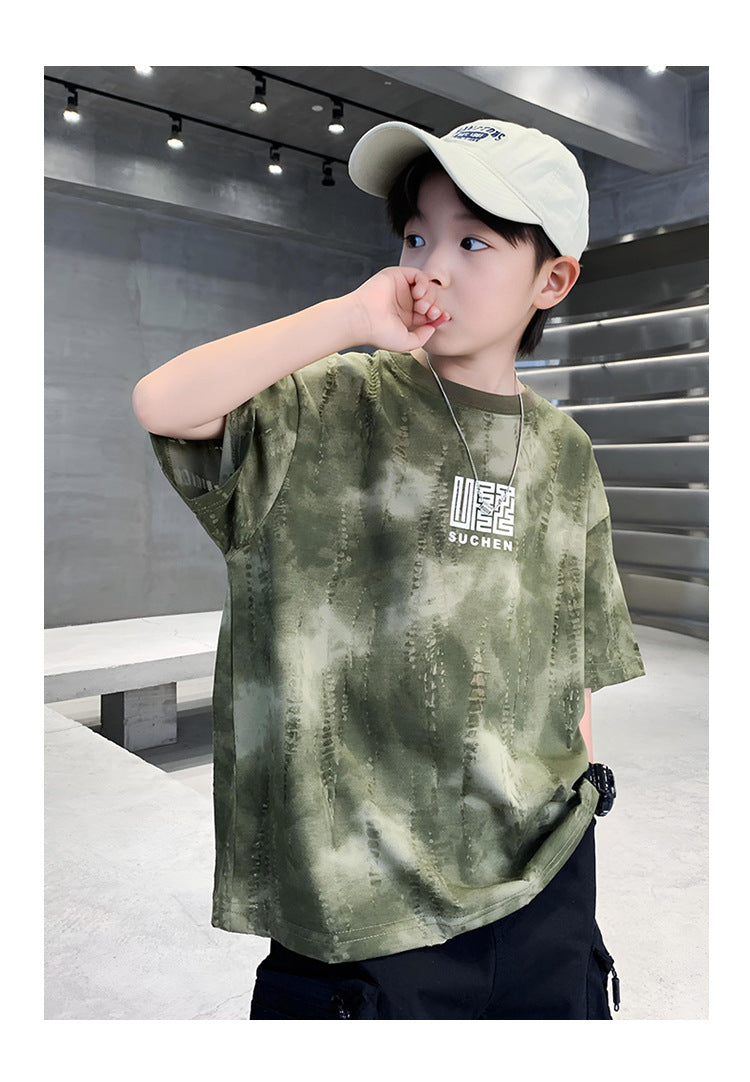 Boys Camouflage Printed High Neck T-shirt