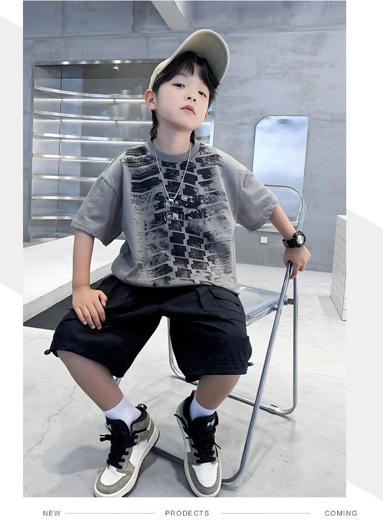 Boys Printed Raw Edge T-shirt