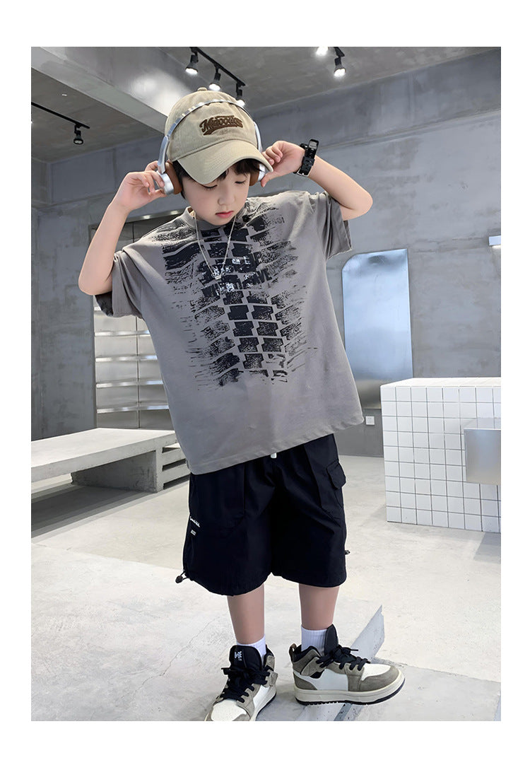 Boys Printed Raw Edge T-shirt