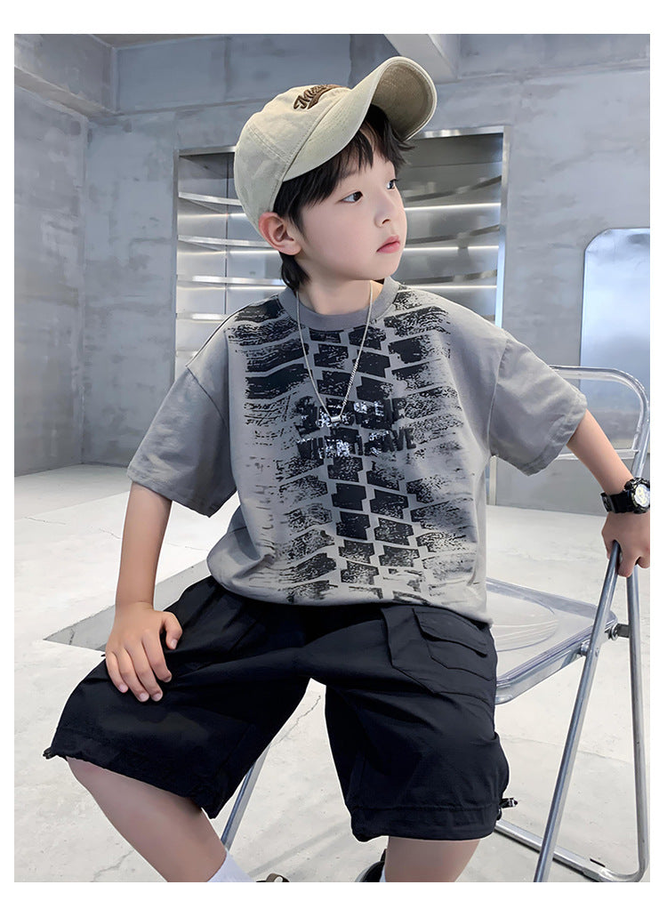 Boys Printed Raw Edge T-shirt