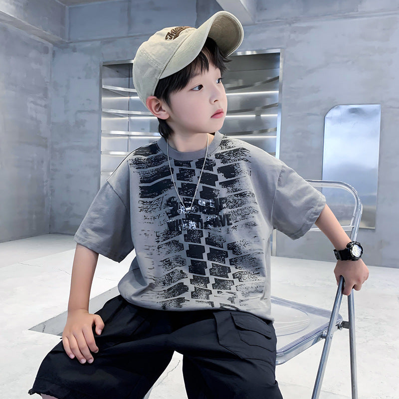 Boys Printed Raw Edge T-shirt