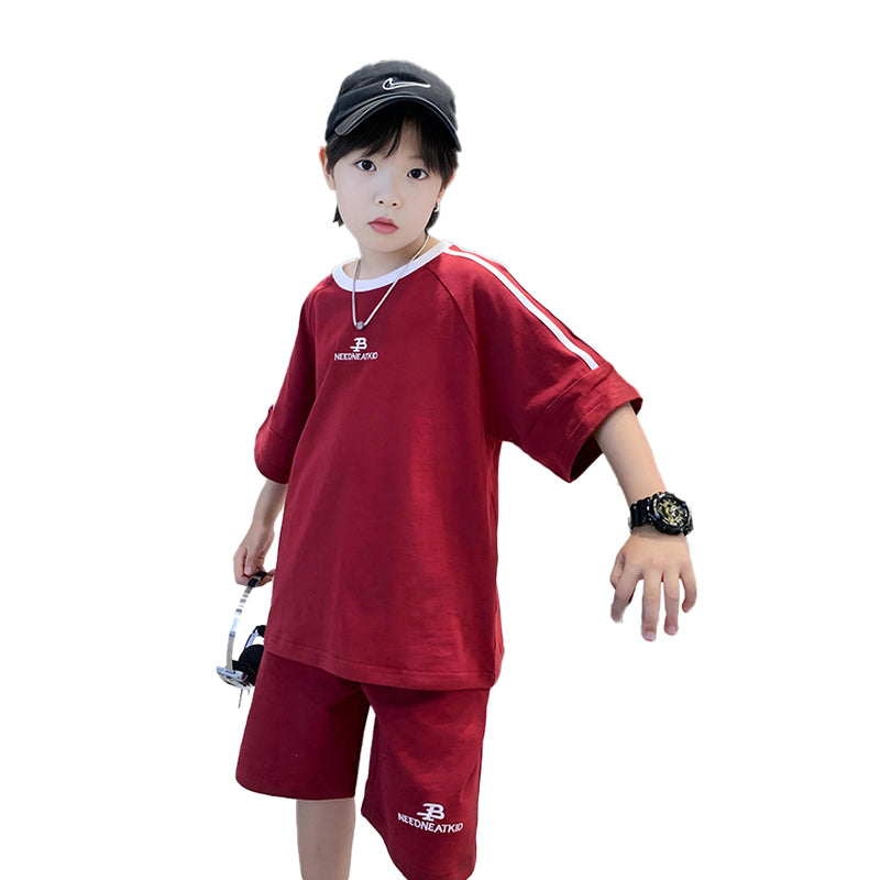 Boys Round Neck Printed Top with Shorts