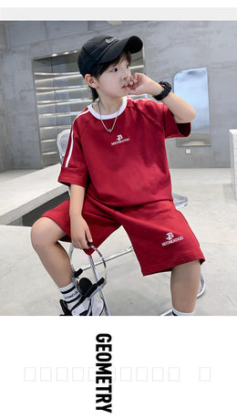 Boys Round Neck Printed Top with Shorts