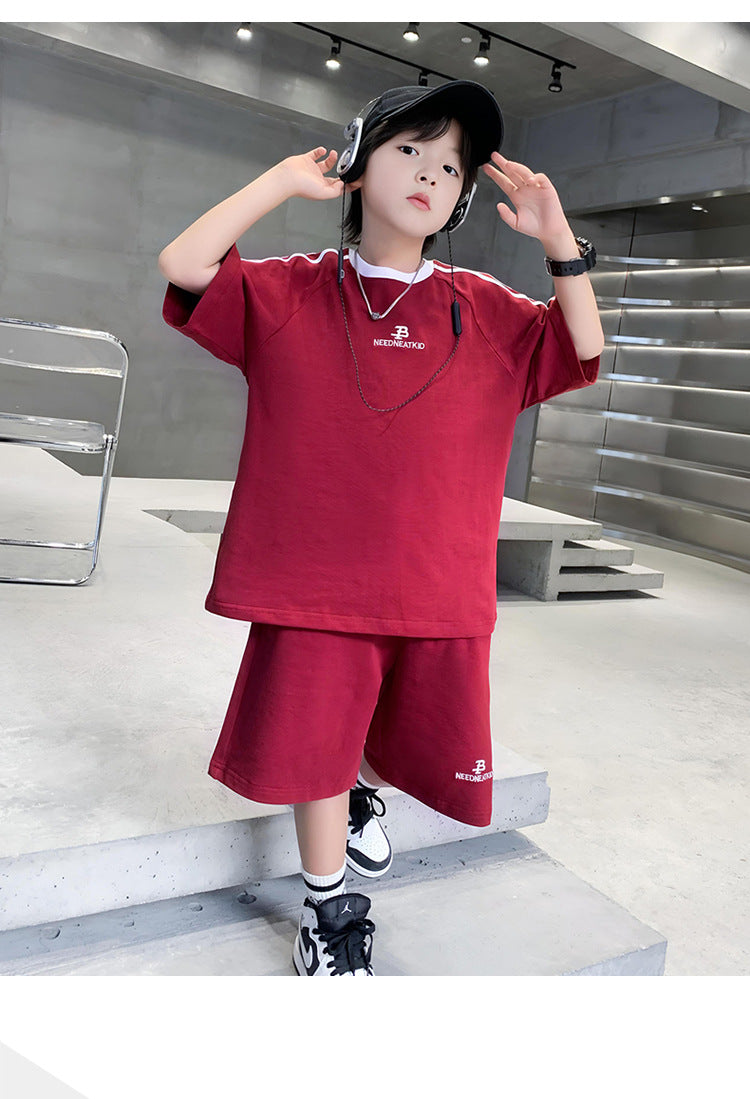 Boys Round Neck Printed Top with Shorts