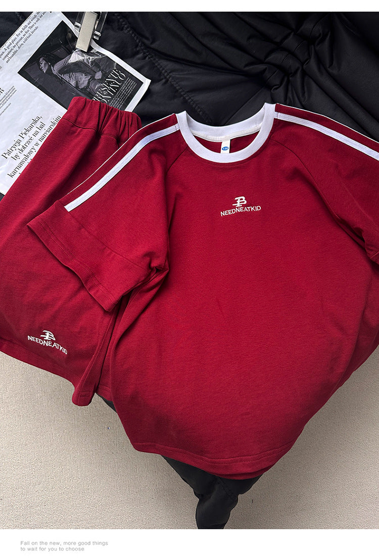 Boys Round Neck Printed Top with Shorts