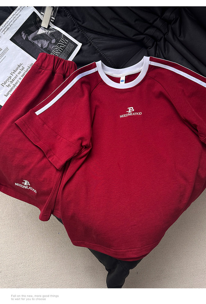 Boys Round Neck Printed Top with Shorts
