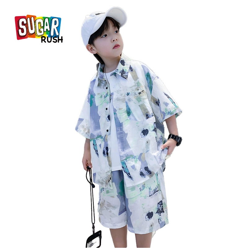 Boys Printed Shirt with Shorts